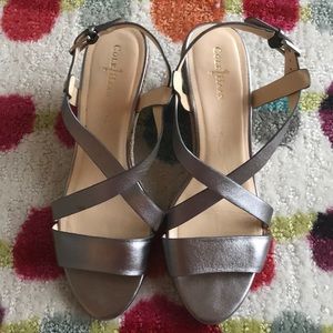 Dark Silver Cole Haan Wedge Sandals